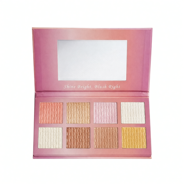 لوحة بلاشر وهايلايتر- Shine Bright✨ باليت Shine Bright, Blush Right – سحر الإشراق المتكامل